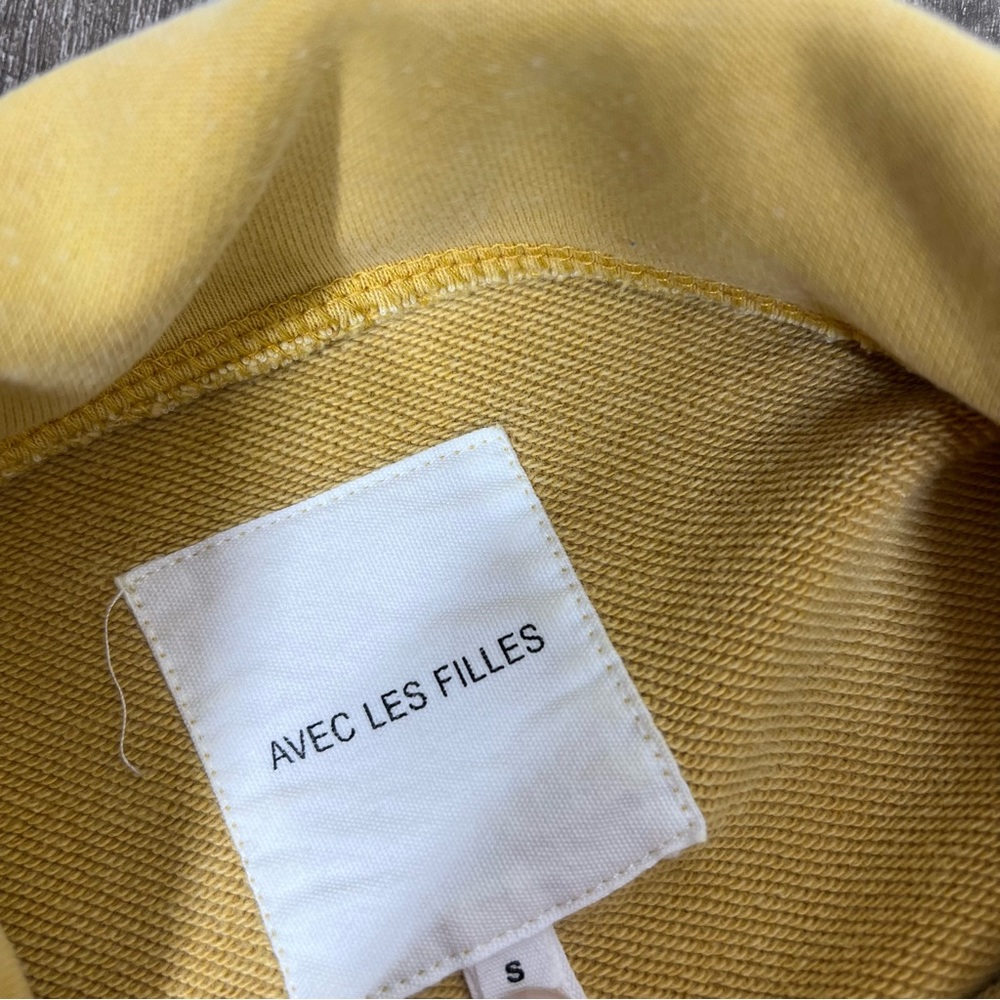 Avec Les Filles Mustard Yellow French Terry Button Down Shirt Jacket Shacket - Picture 13 of 13